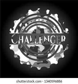 Challenger on grey camouflage texture