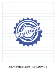 Challenger pen effect. Blue ink. Vector Illustration. Detailed.