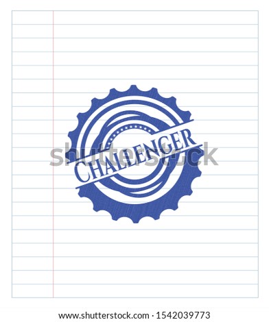 Challenger pen effect. Blue ink. Vector Illustration. Detailed.