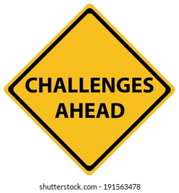 challenges ahead road sign illustration design over white