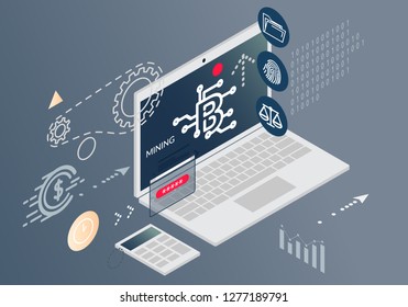 Challenges with Cryptocurrency Abstract Illustration as EPS 10 File