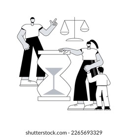 Challenges for divorced dads abstract concept vector illustration. Non-custodial father, court decision, challenging custody, depressed child, bad relations, family fight abstract metaphor.