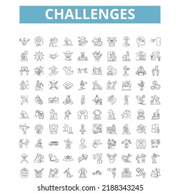 Desafía iconos, símbolos de línea, signos web, conjunto de vectores, ilustración aislada