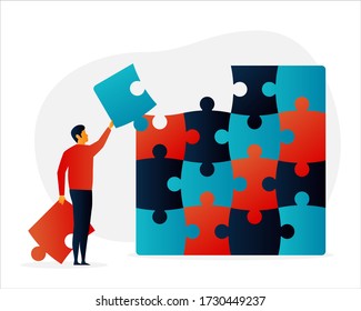 Challenges. Puzzle. People. Elements Vector illustrayion flat. Trand