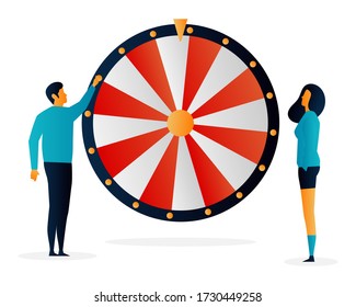 Challenges. Wheel of Fortune. People. Elements Vector illustrayion flat. Trand