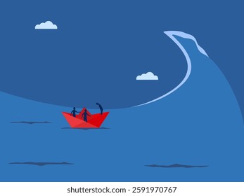 Challenging, Business Team in the Big Waves
