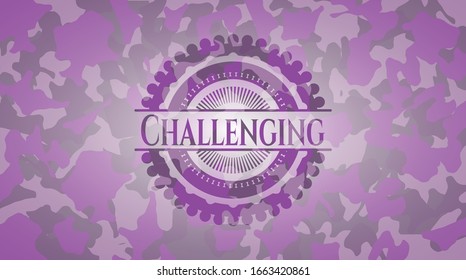 Challenging pink and purple on camouflaged pattern. Vector Illustration. Detailed.