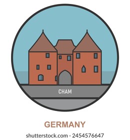 Cham. Ville en Allemagne. Point d'intérêt plat