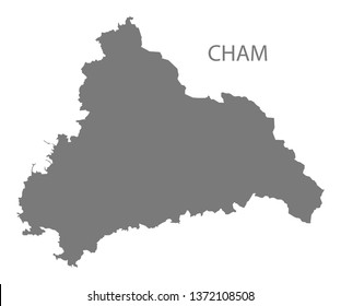 Carte du comté de Cham gray en Bavière en Allemagne