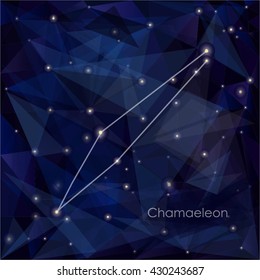 Chamaeleon constellation in night sky, background s a triangulation