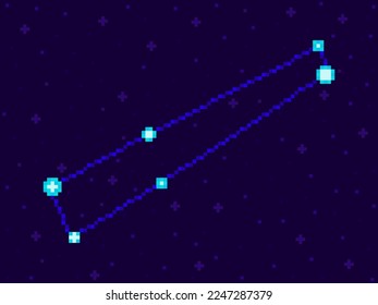 Chamaeleon constellation in pixel art style. 8-bit stars in the night sky in retro video game style. Cluster of stars and galaxies. Design for applications, banners and posters. Vector illustration