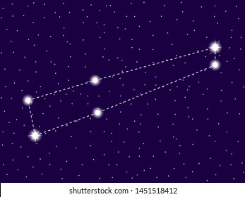 Chamaeleon constellation. Starry night sky. Zodiac sign. Cluster of stars and galaxies. Deep space. Vector illustration