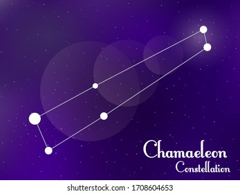 Chamaeleon constellation. Starry night sky. Cluster of stars, galaxy. Deep space. Vector illustration