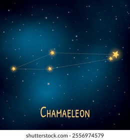 Chamaeleon constellation in starry night sky.