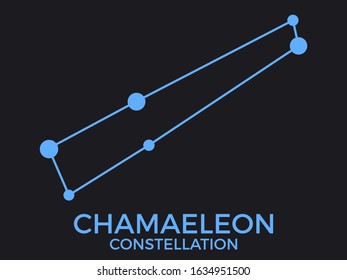 Chamaeleon constellation. Stars in the night sky. Cluster of stars and galaxies. Constellation of blue on a black background. Vector illustration