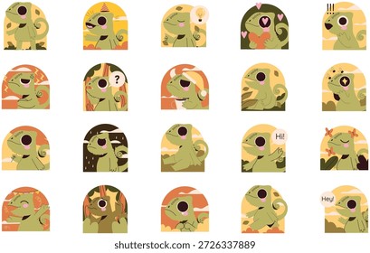 Chamaleo And Color Change Illustrations Vector Illustration. Illustration symbol design template for web mobile UI element.