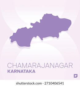 Mapa del distrito de CHAMARAJANAGAR, Karnataka, India - Esquema de Vector editable.