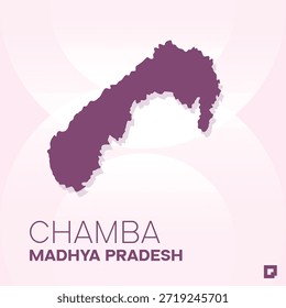 Mapa da Divisão Administrativa de CHAMBA, Madhya Pradesh, Índia - Editable Vetor Outline.