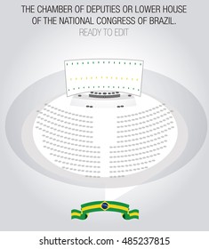 The Chamber Of Deputies Or Lower House Of The National Congress Of Brazil. With Shadow Of Second Floor.