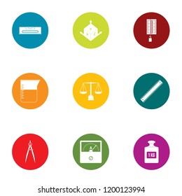 Chamber of weight icons set. Flat set of 9 chamber of weight vector icons for web isolated on white background