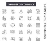 Chambers of commerce line icons, signs set, vector. Chambers of commerce outline concept, illustration: commerce,chamber,business,concept,chamber of commerce,deoffice design