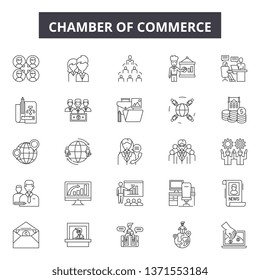 Chambers of commerce line icons, signs set, vector. Chambers of commerce outline concept, illustration: commerce,chamber,business,concept,chamber of commerce,deoffice design svg