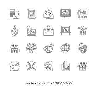 Chambers of commerce line icons, signs, vector set, outline illustration concept  svg