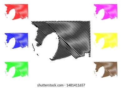 Chambers County, Texas (Counties in Texas, United States of America,USA, U.S., US) map vector illustration, scribble sketch Chambers map