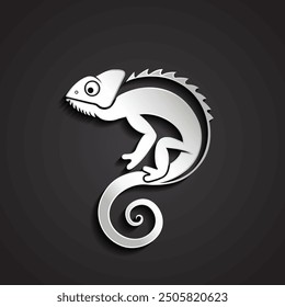 chameleon 3d shiny silver metal logo design