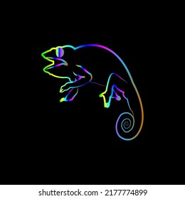 chameleon animal flat vector icon