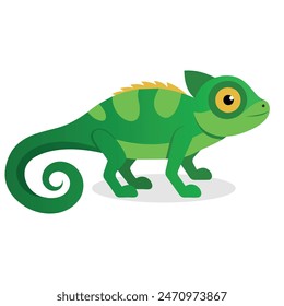 Chameleon animal flat vector illustration on white background.