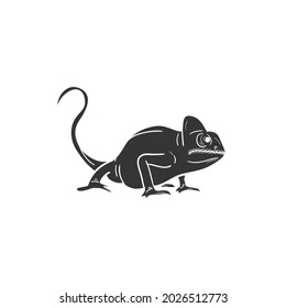 Chameleon Animal Icon Silhouette Illustration. Reptile Vector Graphic Pictogram Symbol Clip Art. Doodle Sketch Black Sign.