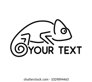 chameleon animal line logo design illustration