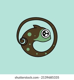 Chameleon Animal Logo Design Concept Vector. Reptile Logo Design Vector