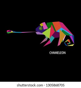 Chameleon animal logo icon sign Abstract colorful geometric kids modern design origami style Fashion print for clothes apparel greeting invitation card picture banner poster flyer websites Vector