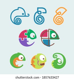 Conjunto de diseño de iconos del logotipo del reptil animal de Chameleon