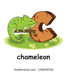 Chameleon Animals Wooden Alphabet Education Letter C