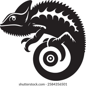 Chameleon black silhouette logo vector for commercial use