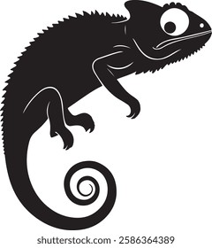 Chameleon black silhouette logo vector for commercial use