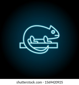 Chameleon blue neon icon. Simple thin line, outline vector of petshop icons for ui and ux, website or mobile application