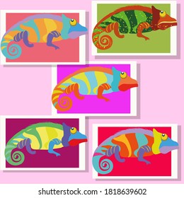 Chameleon bright color vector for web design interior's wallpaper packaging for background