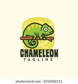 Chameleon cartoon character and cute mascot illustration logo template vector design