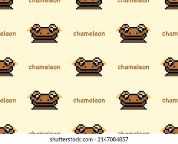 Caricatura de Chameleon con un patrón impecable sobre fondo amarillo. Estilo de Pixel