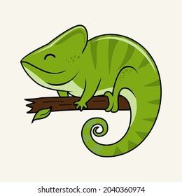 Chameleon Cartoon Isolated Animals Vector 
