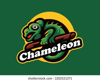 Chameleon Cartoon Mascot Logo Template Vector
