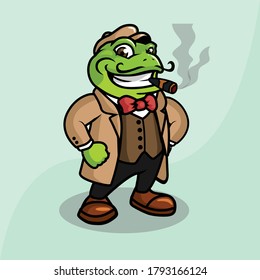 chameleon cartoon style for logo