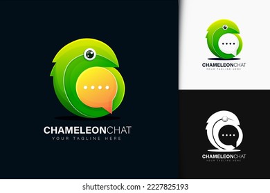 Chameleon chat logo design with gradient