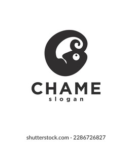 Logo Circular Chameleon Ilustración de diseño plano simple