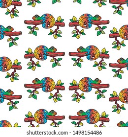 Chameleon Colorful Lizard seamless pattern