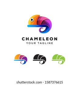 Chameleon colorful logo design, awesome chameleon animal logo